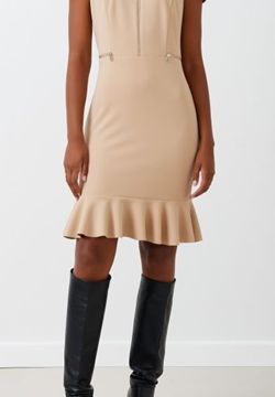 Tubino con Balza e zip a contrasto beige