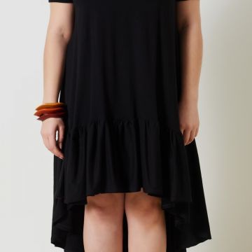 Abito Curvy in Jersey di Cotone con Balza