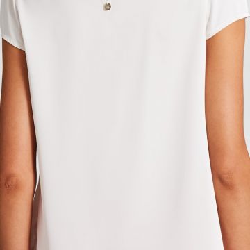 Blusa Boxy con Dettaglio Gioiello Bianco Avorio 1