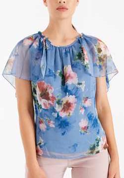 Blusa Stampa Floreale in Creponne