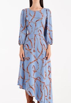 Abito Asimmetrico Stampato Azzurro