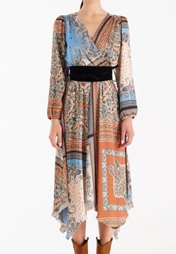 Abito Asimmetrico Stampa Patch